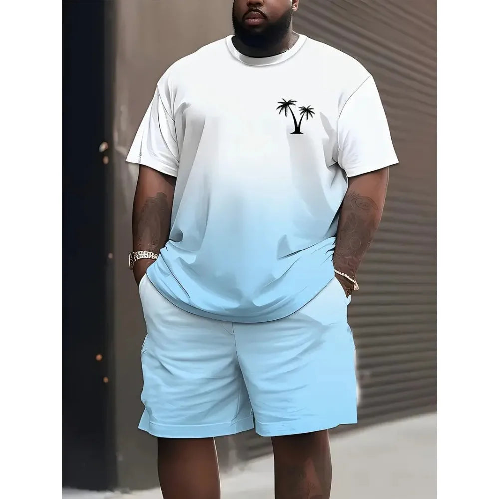 Men'S Short Sleeve T-Shirts and Shorts Set Outdoor Street Short Sleeve Top Shorts plus Size Casual Summer T Shirts 2-Piece Set