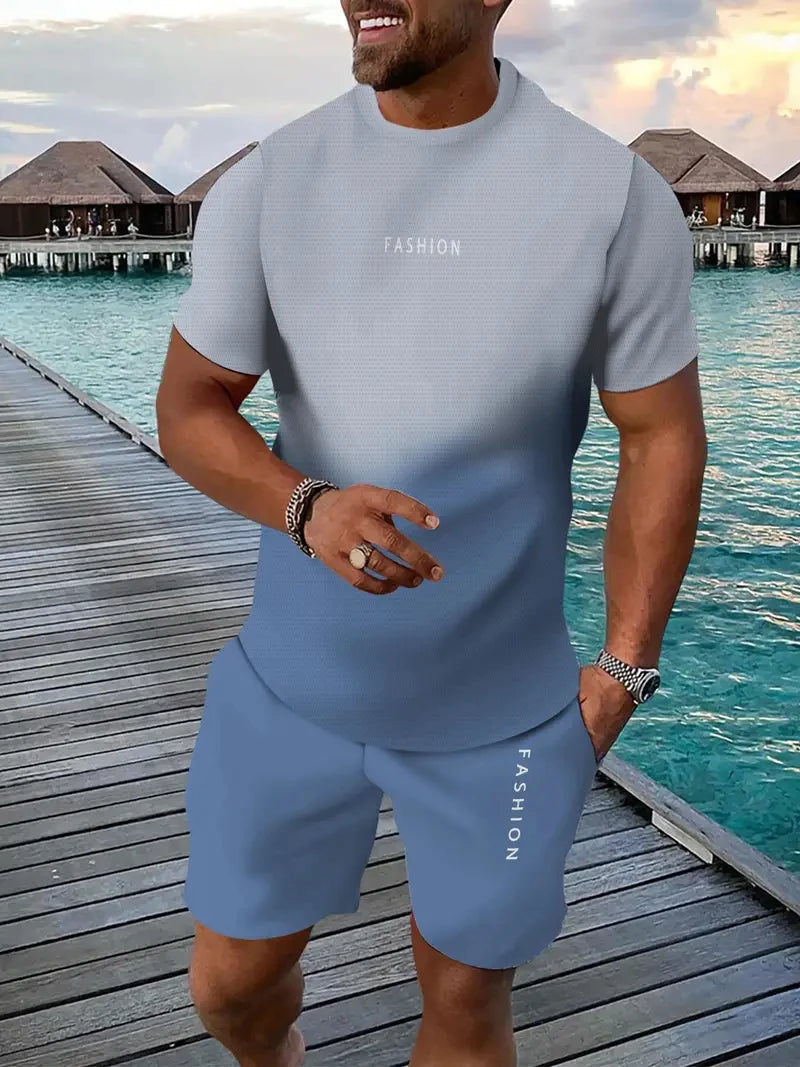 Men'S Short Sleeve T-Shirts and Shorts Set Outdoor Street Short Sleeve Top Shorts plus Size Casual Summer T Shirts 2-Piece Set