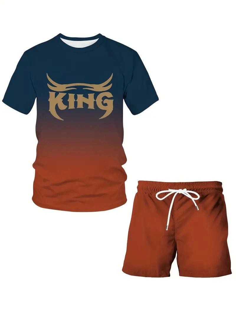 Men'S Short Sleeve T-Shirts and Shorts Set Outdoor Street Short Sleeve Top Shorts plus Size Casual Summer T Shirts 2-Piece Set