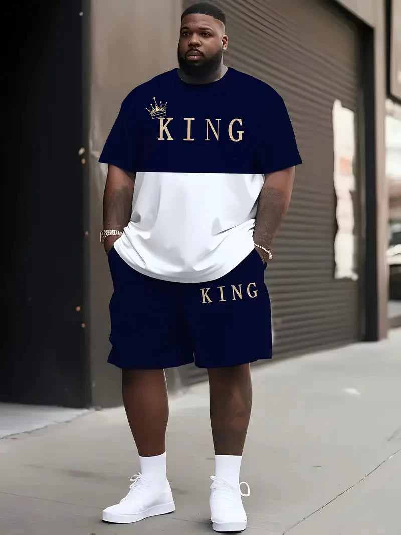 Men'S Short Sleeve T-Shirts and Shorts Set Outdoor Street Short Sleeve Top Shorts plus Size Casual Summer T Shirts 2-Piece Set