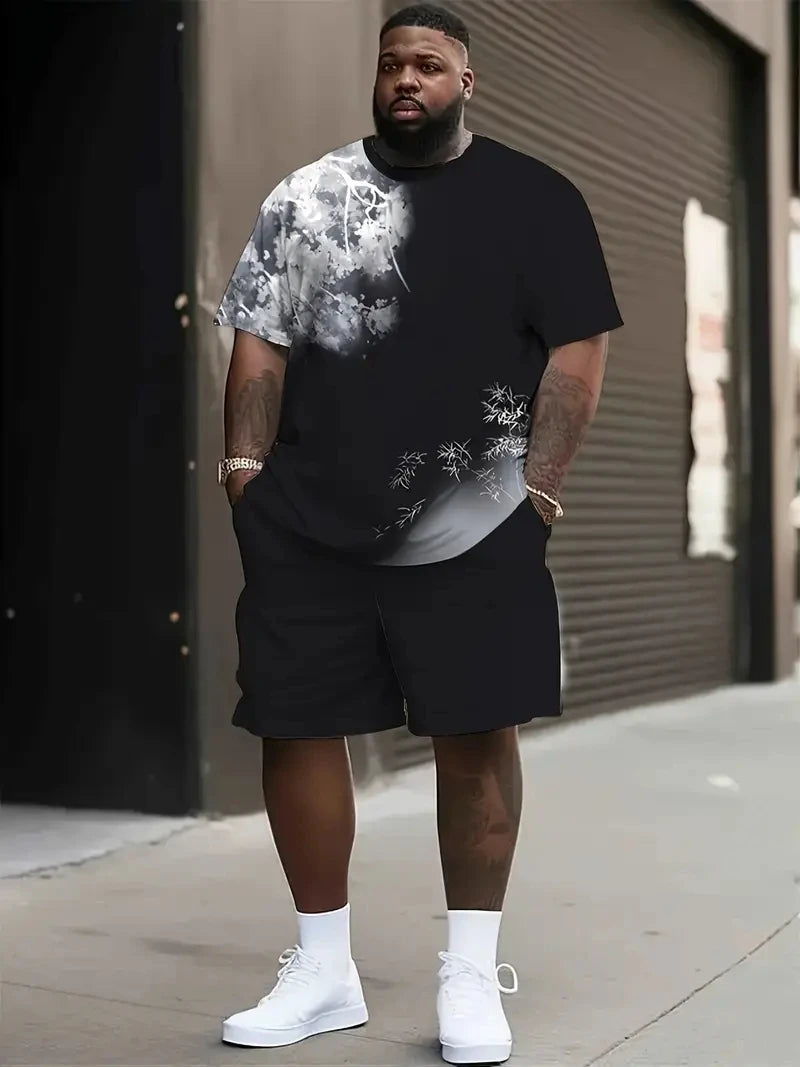 Men'S Short Sleeve T-Shirts and Shorts Set Outdoor Street Short Sleeve Top Shorts plus Size Casual Summer T Shirts 2-Piece Set