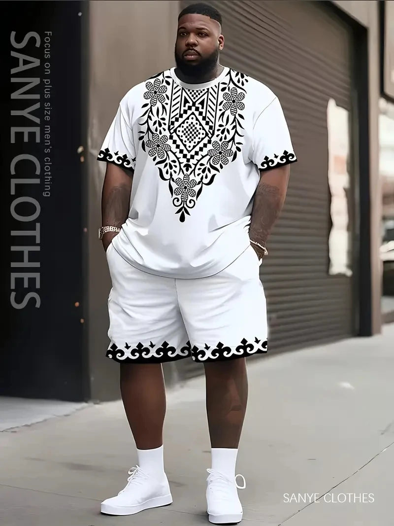 Men'S Short Sleeve T-Shirts and Shorts Set Outdoor Street Short Sleeve Top Shorts plus Size Casual Summer T Shirts 2-Piece Set