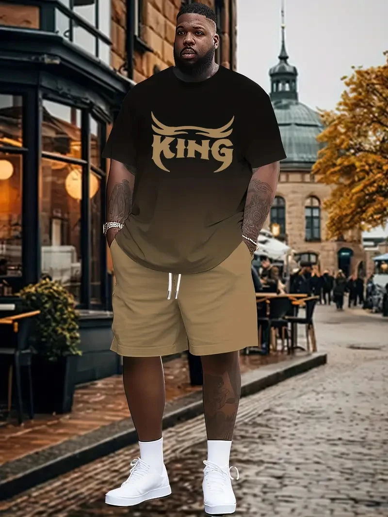 Men'S Short Sleeve T-Shirts and Shorts Set Outdoor Street Short Sleeve Top Shorts plus Size Casual Summer T Shirts 2-Piece Set