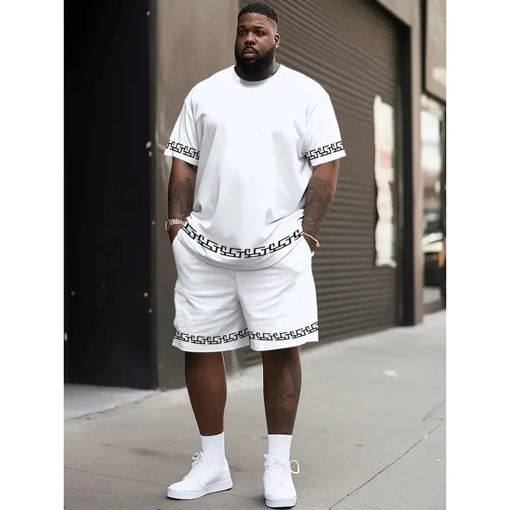 Men'S Short Sleeve T-Shirts and Shorts Set Outdoor Street Short Sleeve Top Shorts plus Size Casual Summer T Shirts 2-Piece Set