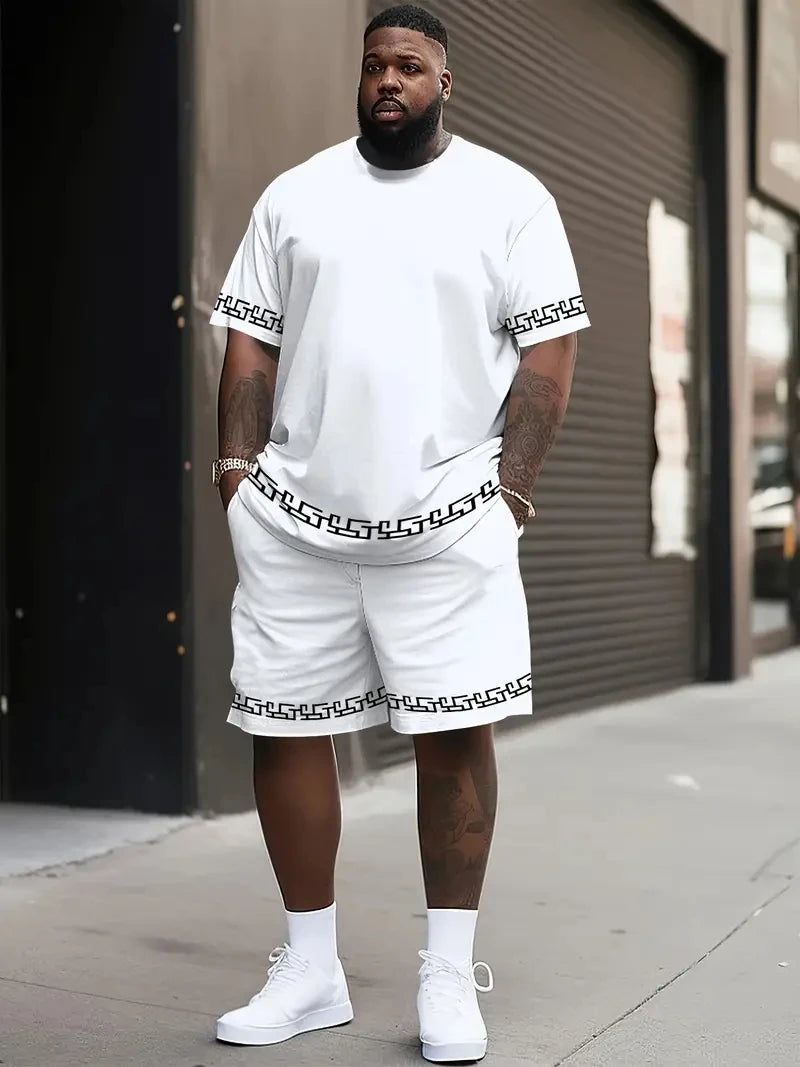 Men'S Short Sleeve T-Shirts and Shorts Set Outdoor Street Short Sleeve Top Shorts plus Size Casual Summer T Shirts 2-Piece Set